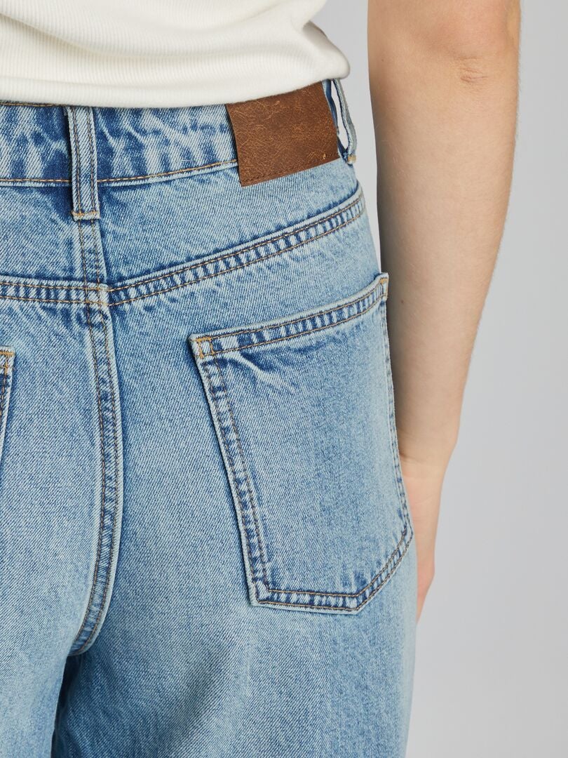 Calça jeans de perna larga - AZUL