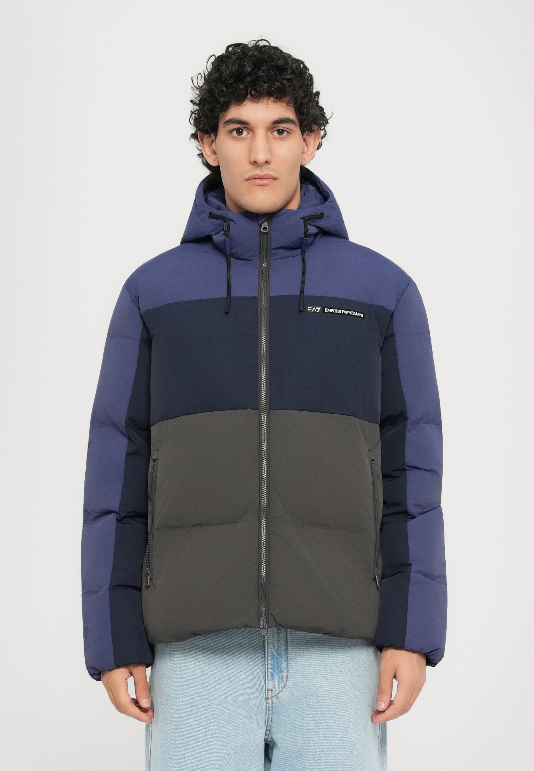 EA7 Emporio Armani TRAIN ATHLETIC COLOUR BLOCK PADDED JACKET - Giacca invernale - blu