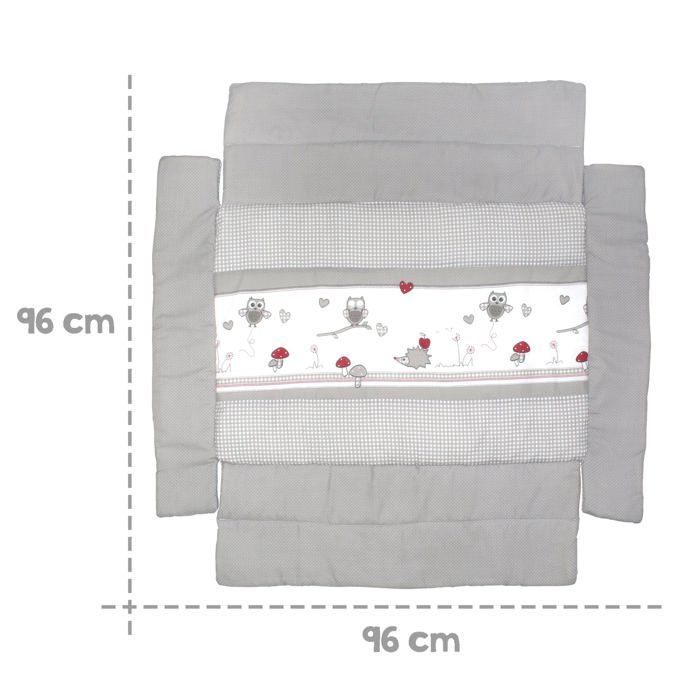 ROBA Tapis de Parc Bébé Universel Adam & Eule - Tour de Parc 75x100 à 100x100 cm - Imprimé Chouettes - Multicolore