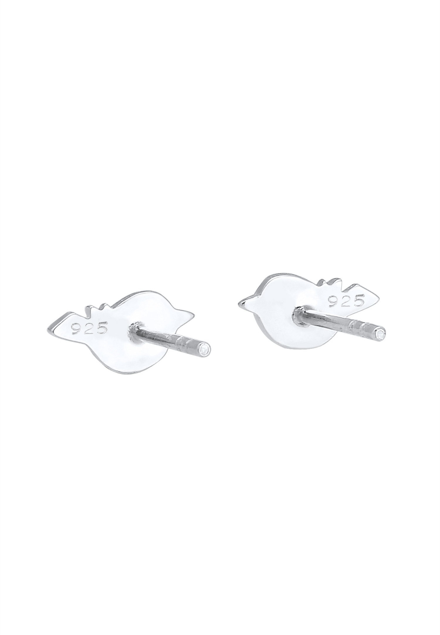 Elli Oiseaux Emaille Rosé Clous d'Oreilles Enfants - (925/1000) Argent