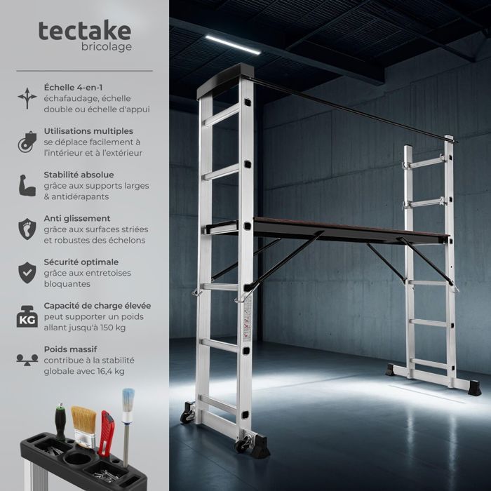 Gerüstbau - TECTAKE - 3-in-1 modulare Plattformleiter mit Trittleiter aus Aluminium