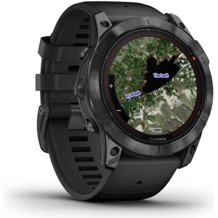 GARMIN - Fenix 7X Pro Solar Edition - High-performance smartwatch - Steel, Gray with black band