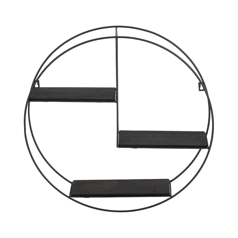 Vägghylla ø 50x10 cm metall svart