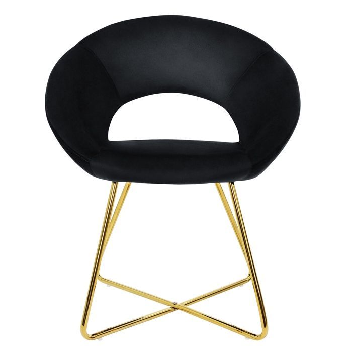 ML-Design Lot de 2 Chaises de Salle à Manger en Velours Noir Assise Rembourrée Fauteuil pour Table à Manger Maquillage Salon Cuisine