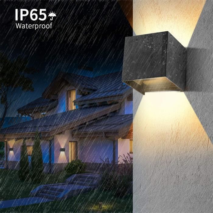 Applique Murale Interieur/Exterieur 12W,Lampe Murale LED Etanche IP65 Réglable Lampe Up Down Design 3000K Blanc Chaud Appliques