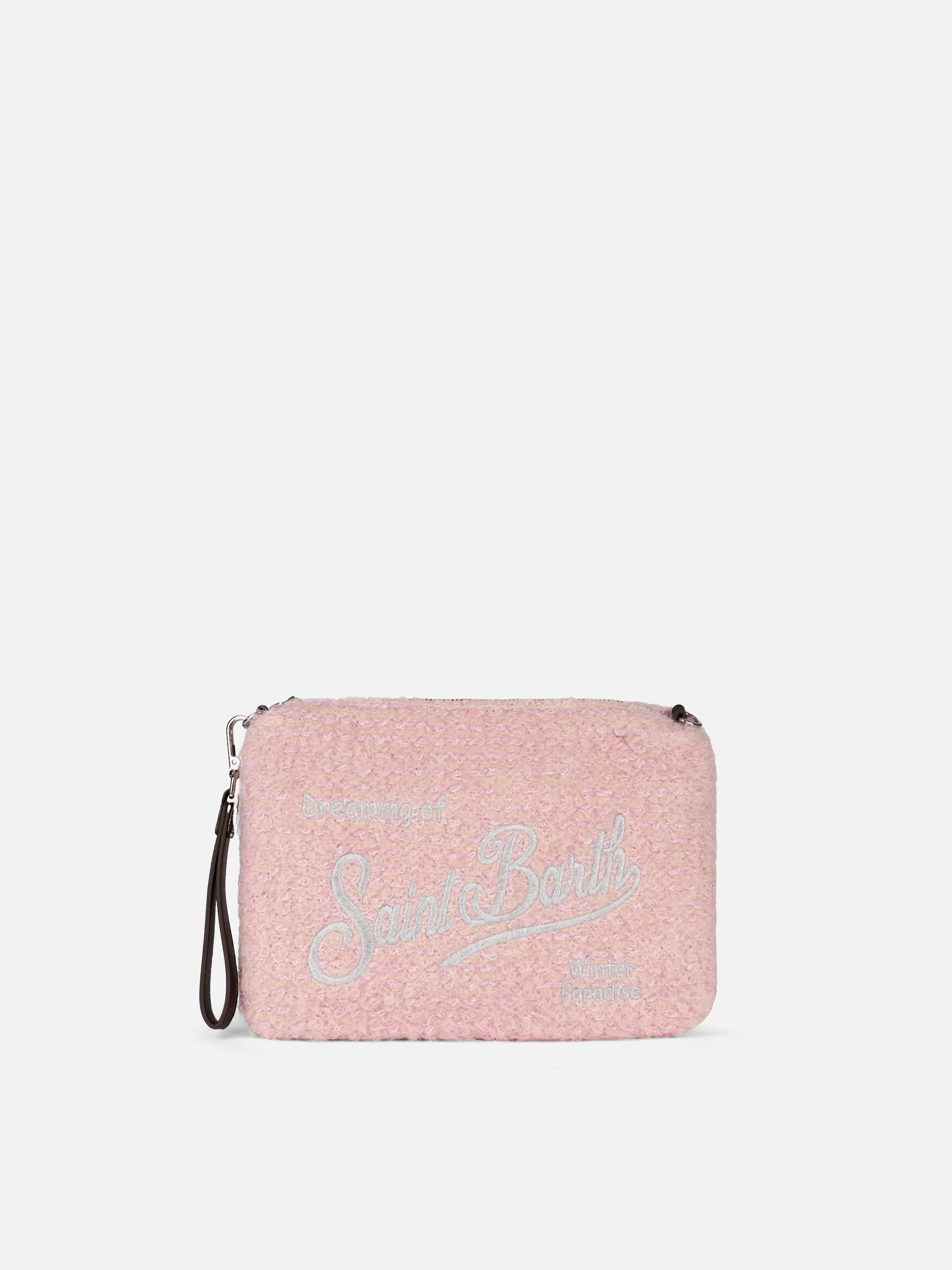 Bolso bandolera Parisienne de punto bouclé rosa