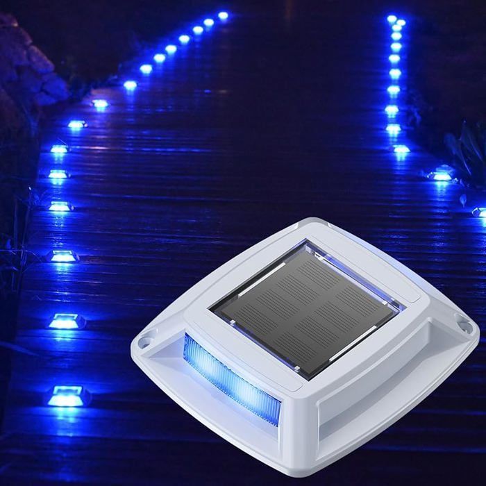 Luminárias solares potentes para caminhos externos, à prova d'água IP68, iluminação azul para escadas externas, conjunto de 2 luzes solares para caminhos.