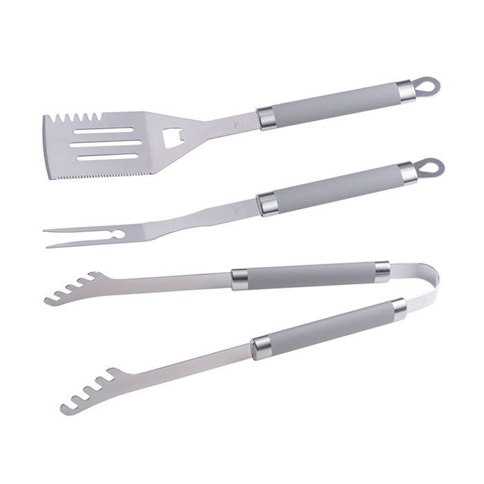 Set d'accessoires barbecue Master Grill&Party, spatule, fourchette, pince, acier inoxydable, MG113