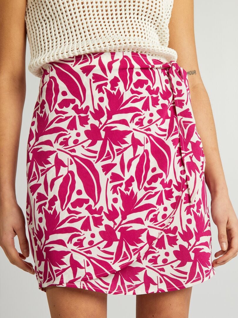 Rok met strikceintuur - ROZE