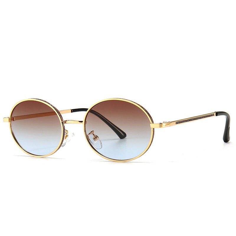 46289 Occhiali da sole di lusso ovali in metallo stile retrò per uomo e donna, alla moda, con protezione UV400.