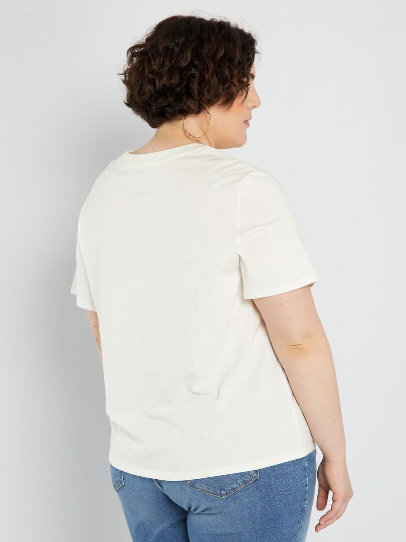 Gehaakt T-shirt met zakje - WIT