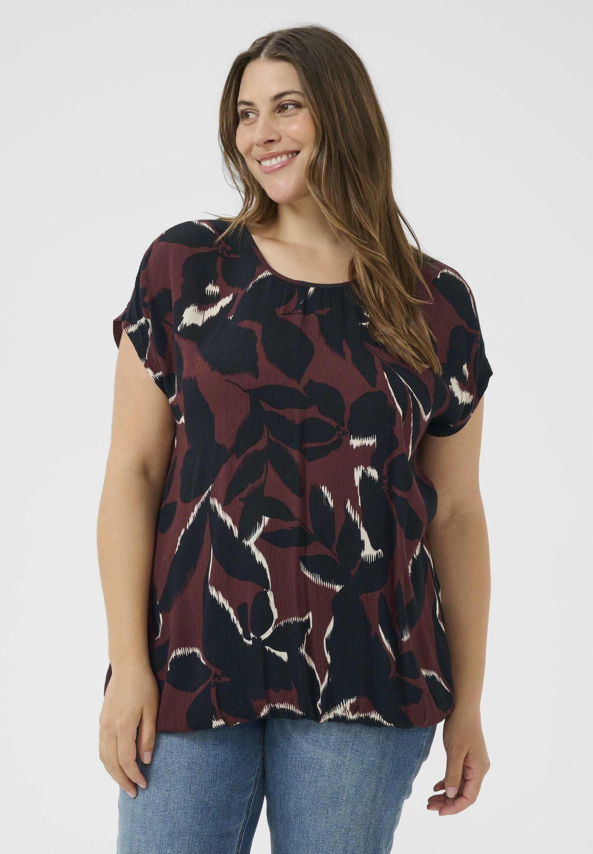 Chemisier Kaffe Curve AMI STANLEY - Windsor bordeaux à fleurs noires