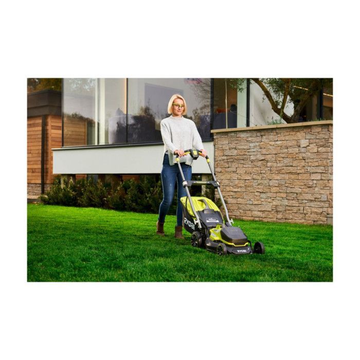 Cortacésped sin escobillas RYOBI de 18 V - Ancho de corte de 37 cm - Batería y cargador no incluidos - RY18LMX37A-0