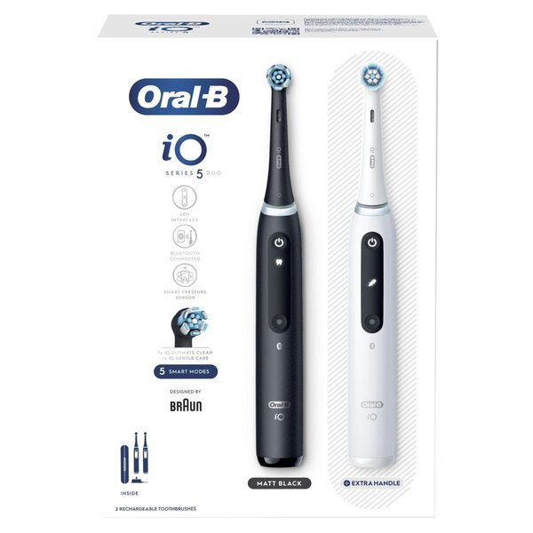 Oral-B iO Series 5 električne četkice za zube crne, bijele, 2 komada