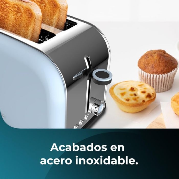 Cecotec Toastin' time 850 Stainless Steel Vertical Toaster, 850W Power, Double Slot, Long and Wide, 3.8cm