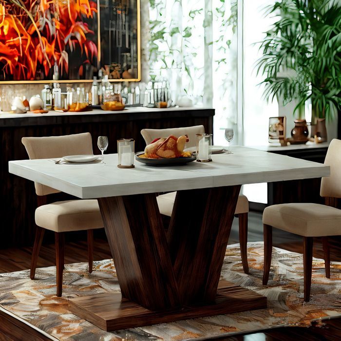 Mesa de comedor - Mesa - 120 x 80 x 75 cm - Patas en forma de V - Para el hogar o restaurante - Marrón