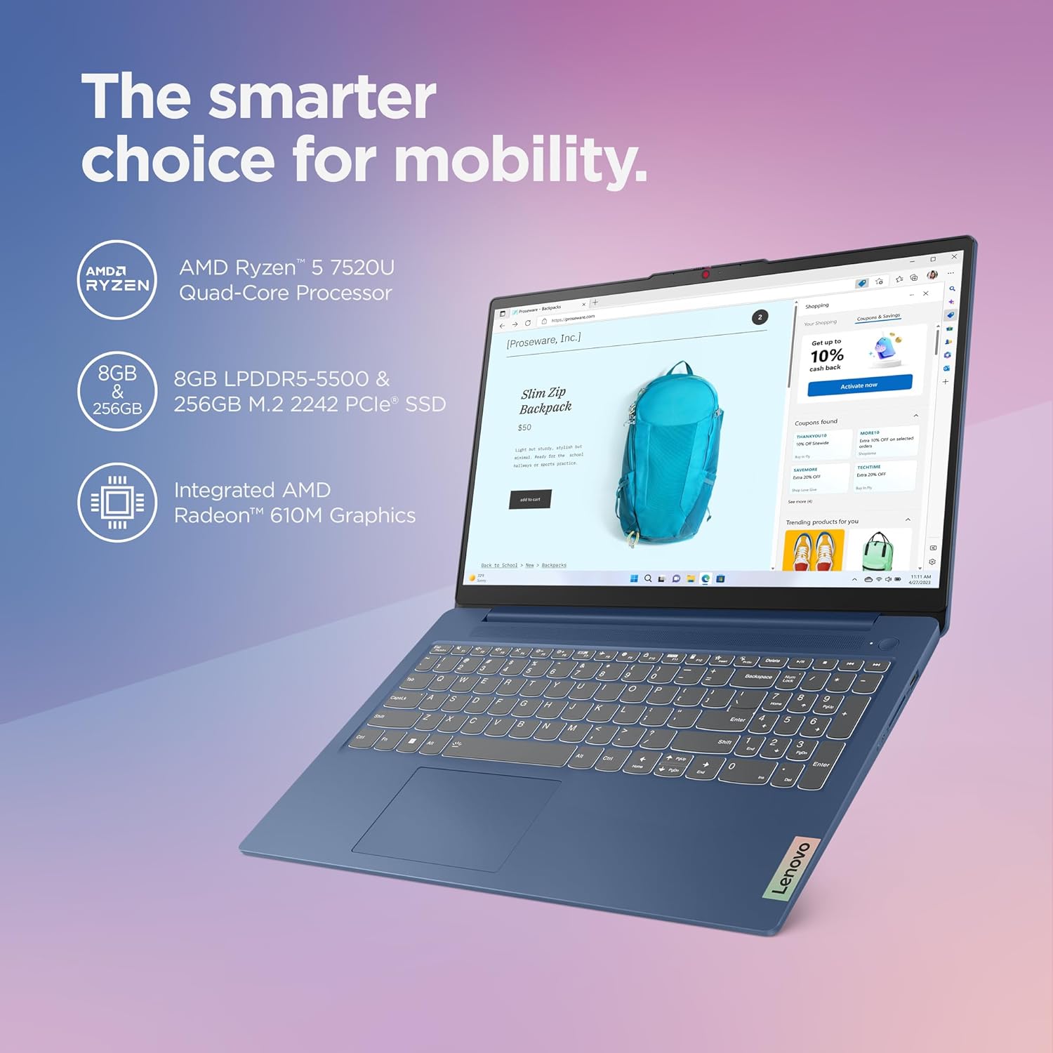 Lenovo IdeaPad Slim 3 (2023) – Alltags-Laptop – Leichtgewicht – Windows 11 – 15,6