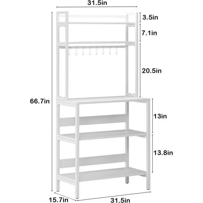 Sogeshome Kitchen Shelf with Storage Shelves, 80 * 40 * 170cm, White