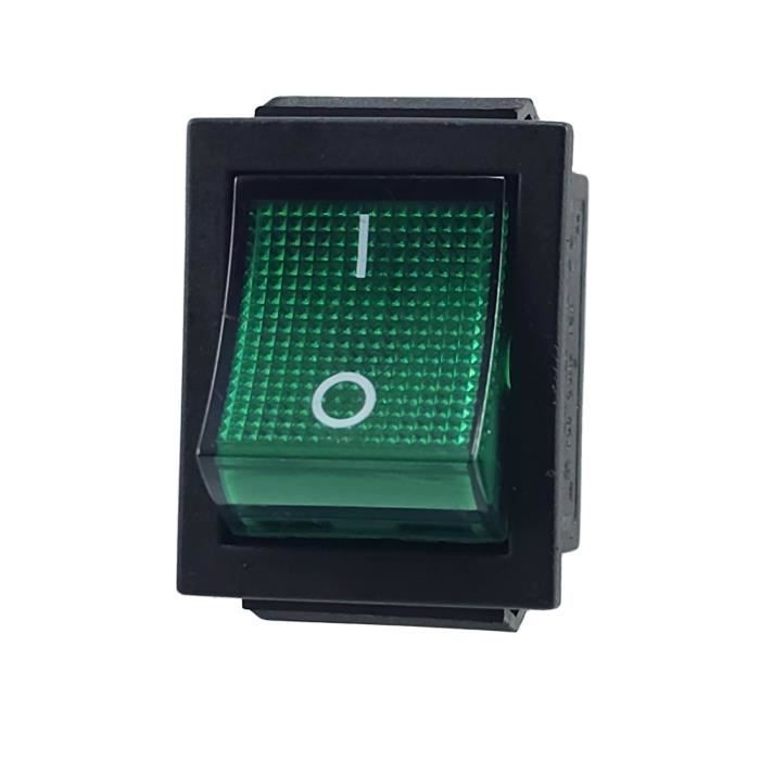 Interruptor basculante iluminado de 6 pines, 16 A, 250 V, color verde, para montaje empotrado.