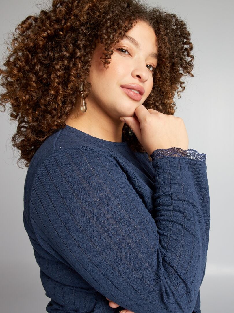 Camiseta de malha perfurada - AZUL