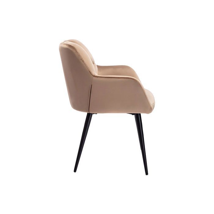 Lot de 2 chaises  avec accoudoirs - Velours et métal - Beige - PEGA
