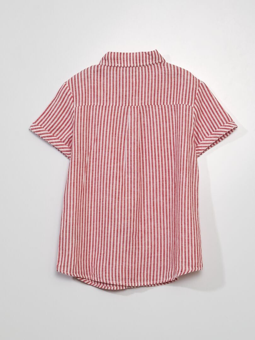 Camisa listrada de manga curta - VERMELHA