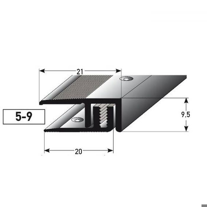 Profilo di finitura, listello di rifinitura laminato, H 5-9 mm, L 21 mm, in 2 parti, alluminio anodizzato, forato, bronzo scuro-900