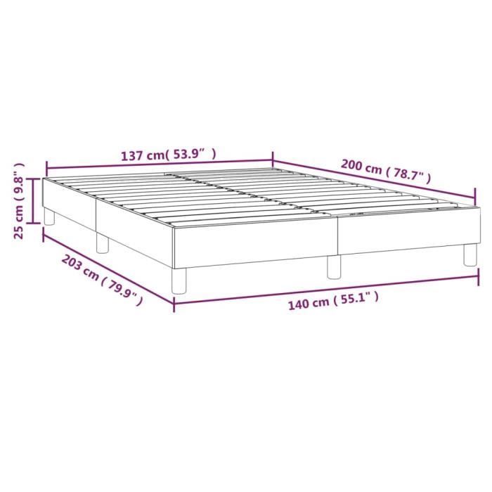 3120517 vidaXL Base de cama de muelles gris oscuro 140x200 cm Tela