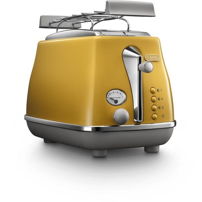 Tostapane De'Longhi Icona Capitals - 2 fette - 900W - Scaldavivande - Giallo