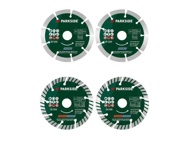 Conjunto de 2 discos diamantados PARKSIDE® para concreto ou madeira.