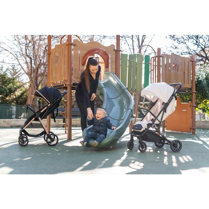 Bebelissimo - Passeggino ultracompatto - Leggero - Chiusura con una mano - Manubrio tipo valigia - Lioni - Verde