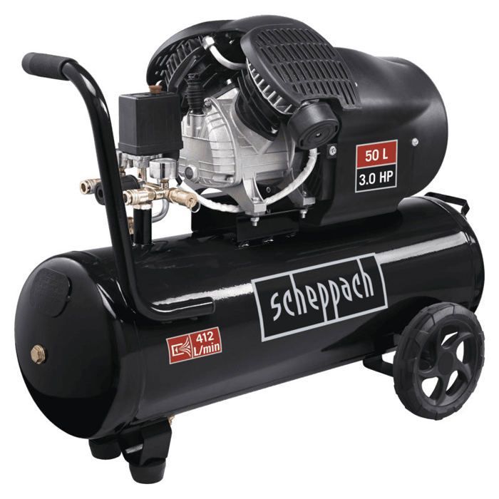 Compresor Scheppach HC53DC Black Edition de 50 L - Doble cilindro, 2200 W