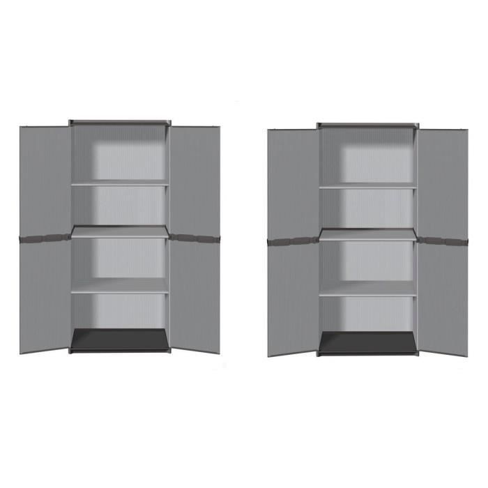TOOD Set of 2 tall storage cabinets with 3 resin shelves