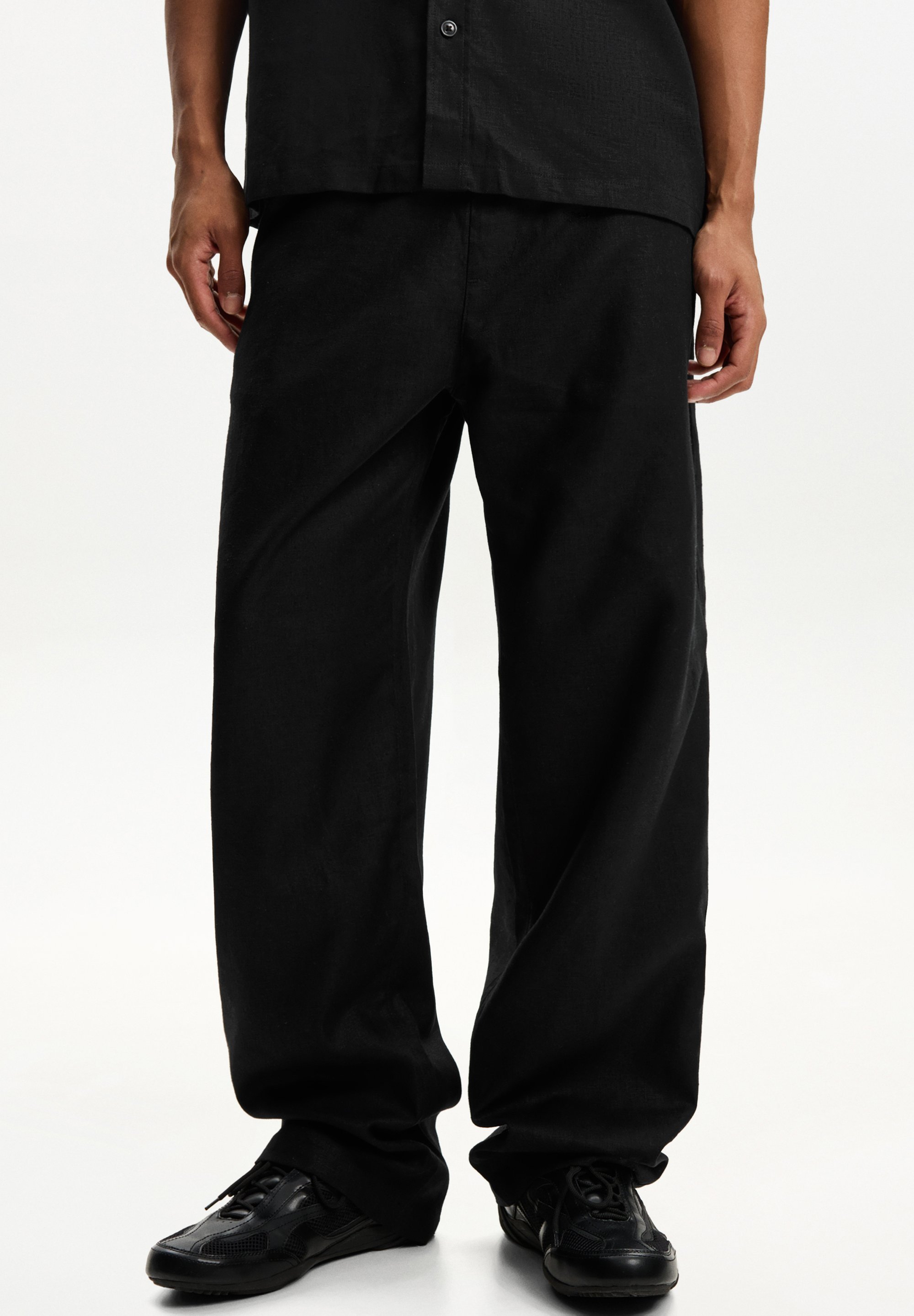 Bershka linnenmix broek - Broek - zwart