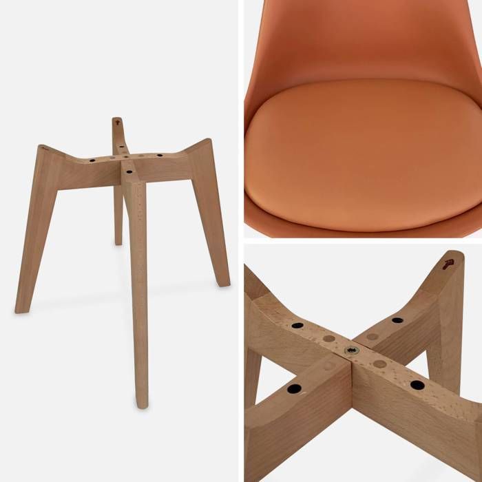 Juego de 6 sillas escandinavas. Patas de madera de haya. Sillas individuales. Color terracota.