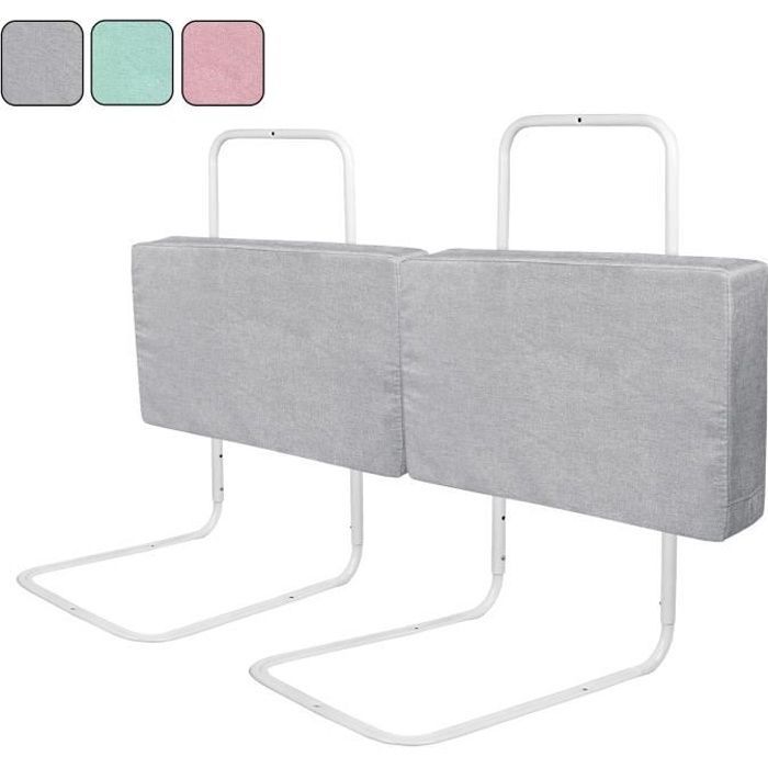 Barandilla de cama ajustable en altura HENGMEI de 60 cm, protección lateral ajustable para cama infantil o de padres, color gris lino.