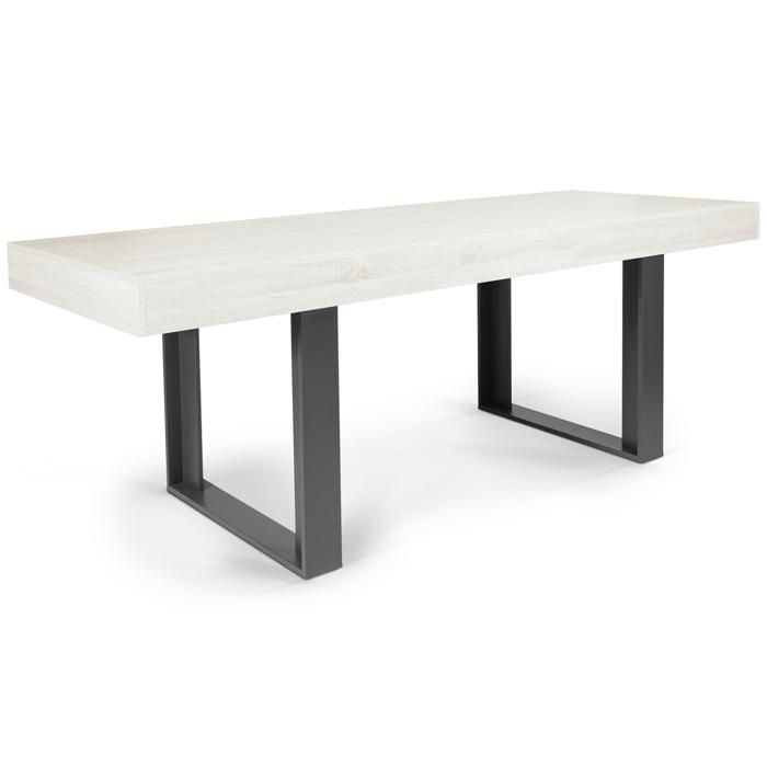 Mesa de comedor rectangular extensible - IDMARKET - PHOENIX - Madera y gris - 4-8 personas - 160-200 cm