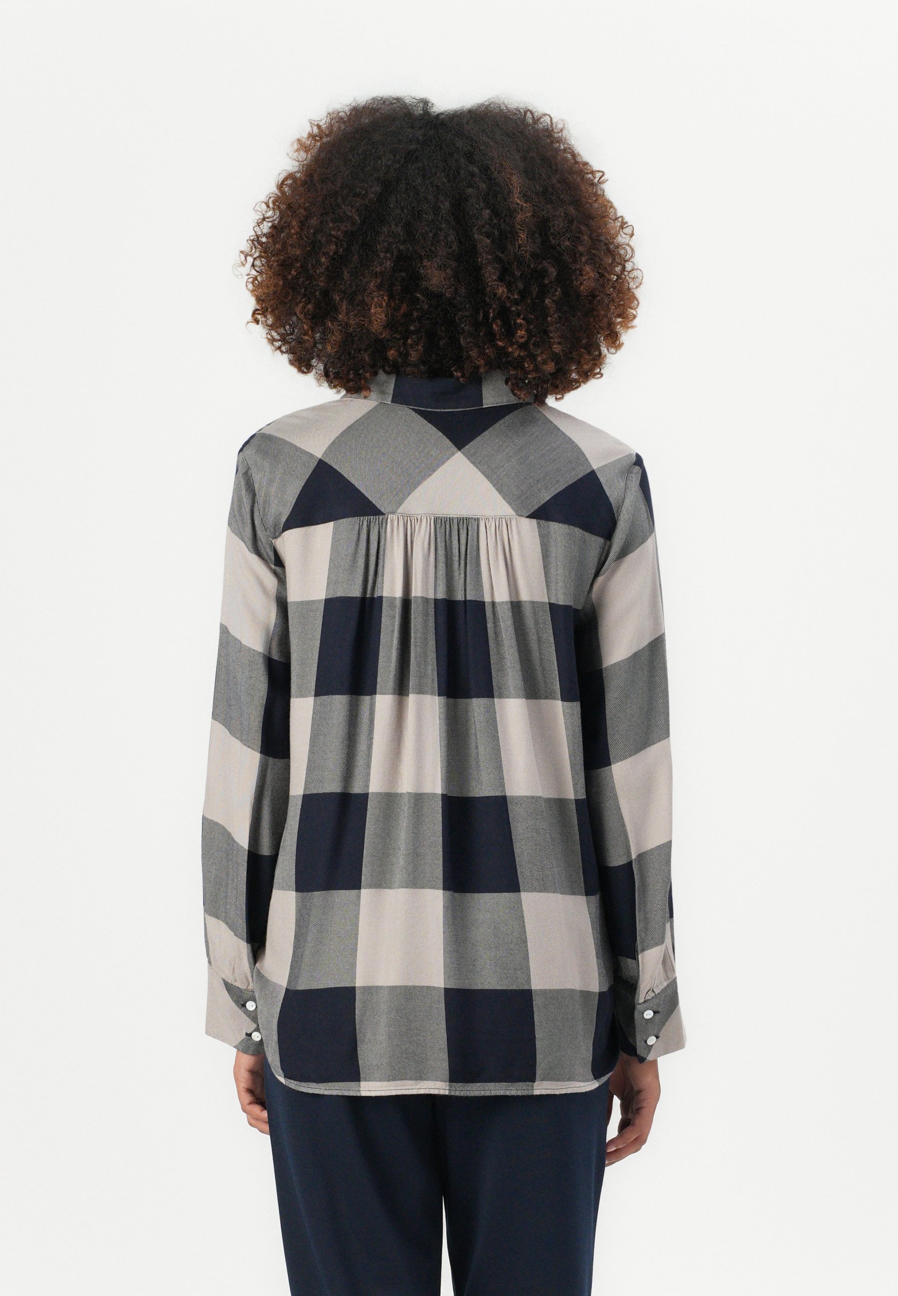 TOM TAILOR CHECKED - Blouse met knoopsluiting - blauw/taupe