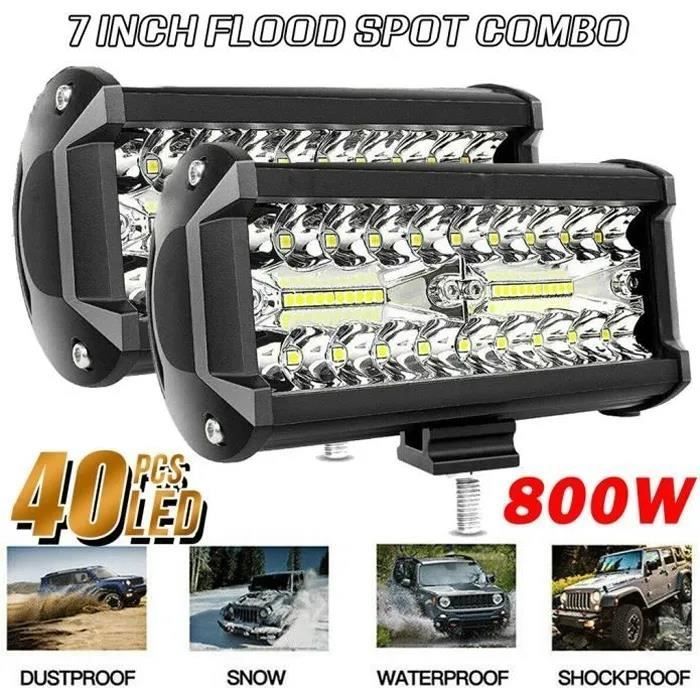 2 unidades de luces de trabajo LED cuadradas de 800 W, DC 9V-30V, para quads, camiones, barcos, tractores y vehículos todoterreno, resistentes al agua.