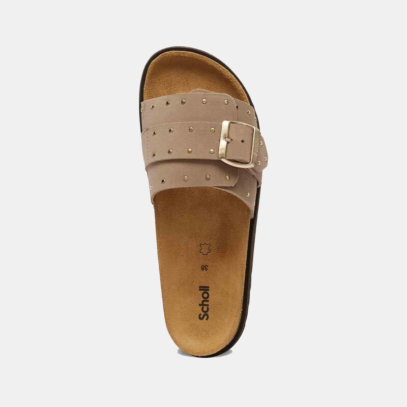 Scholl damsandaler i mocka