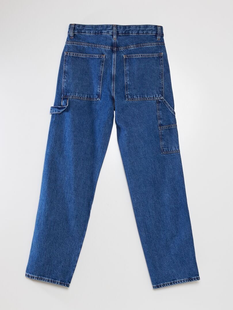 Calça jeans de carpinteiro com modelagem relaxada - AZUL