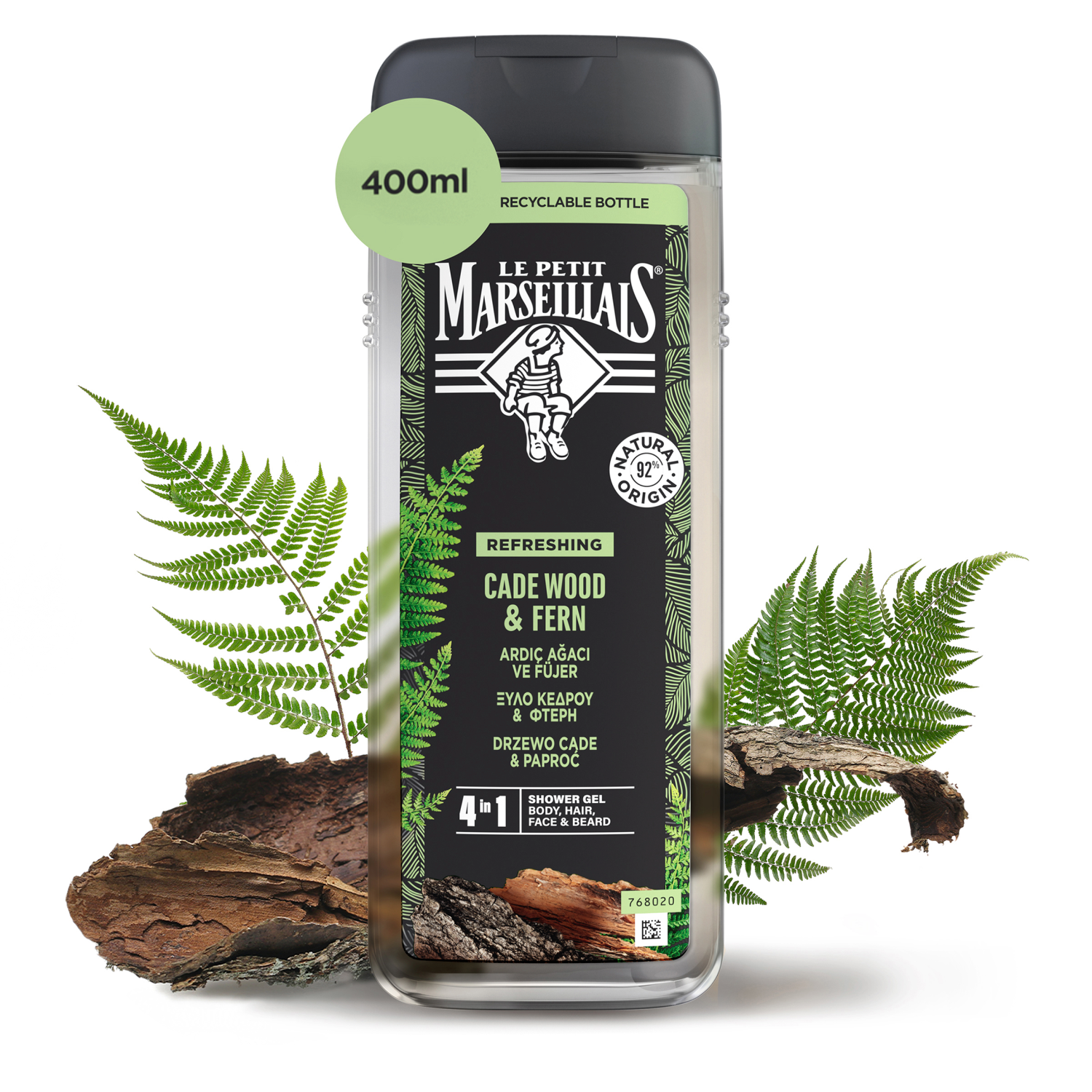 Le Petit Marseillais showergel til krop, ansigt og hår til mænd 400ml Cade Tree
