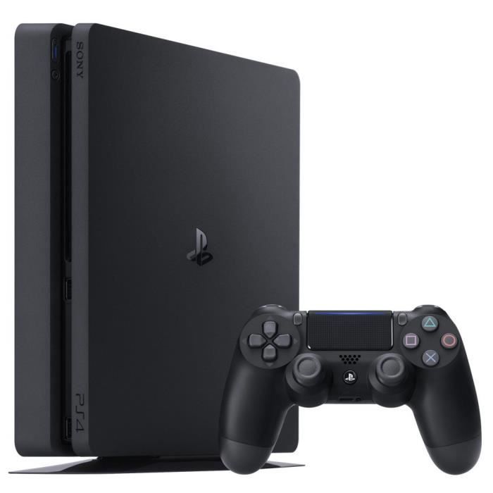 PS4 Slim 1TB Konsole Schwarz/Jet Black + 2. schwarzer DualShock-Controller - Offizielle PlayStation