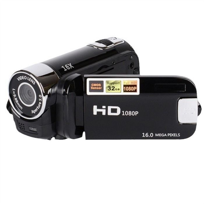 Cámara de video digital Full HD 1080p de 16 MP con zoom de 16x y pantalla giratoria de 2,7 pulgadas.