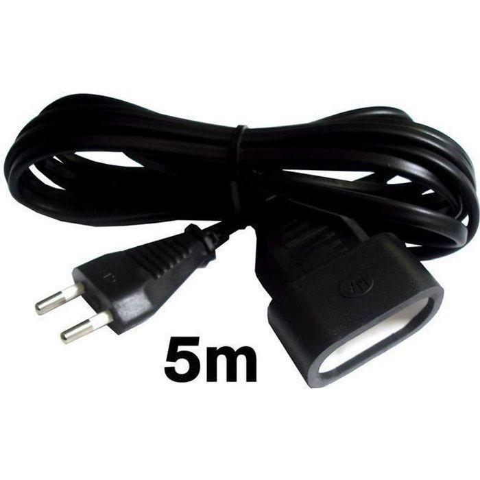 Cable de extensión ZENITECH de 5 m - HO3VVH2F, cable de 2 x 0,75 - Negro