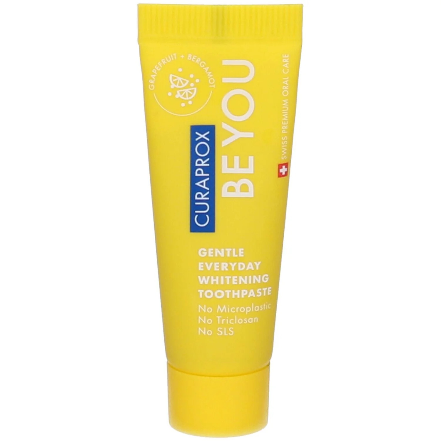 Pasta dental Curaprox Be You Rising Star con pomelo y bergamota, 10 ml, para la higiene bucal.