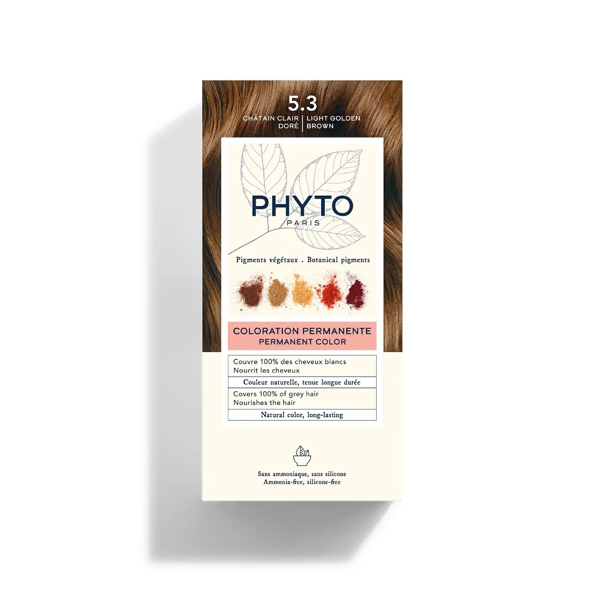 PHYTO Phytocolor 5.3 Svetlo zlato rjava permanentna barva brez amonijaka 100% prekrivanje belih las