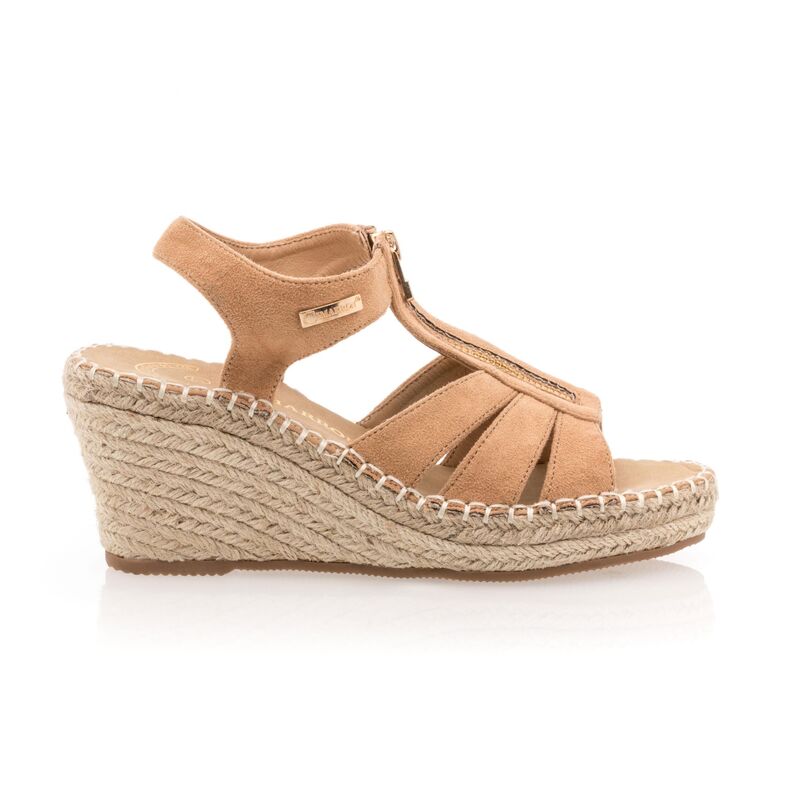 Bruine espadrilles voor dames met touwzolen