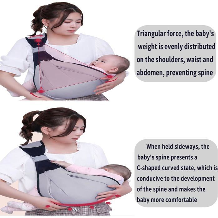 Portabebés TRAHOO, portabebés transpirable, fular portabebés ajustable, portabebés para recién nacidos, portabebés ergonómico, para bebés recién nacidos [J741]
