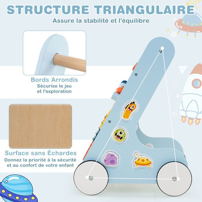 LIFEZEAL Wooden Baby Walker 1+ Years, 8-in-1 Multifunctional Convertible Walker, Activity Center with Xylophone